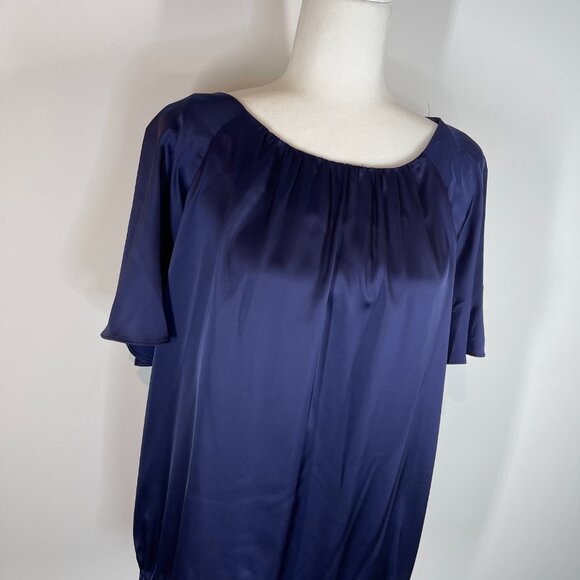Alfani Navy & Black Blouse with Waist Band size Large - Picture 2 of 4